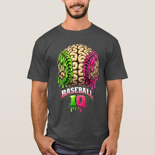 Baseball IQ Brain Drip Art T-shirt (Voorkant)