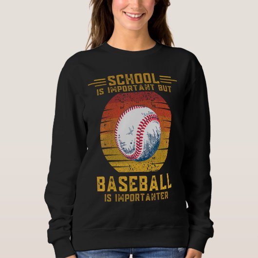 Baseball Is Importanter Than School Sunset Retro S Trui (Voorkant)