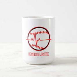 Baseball is Life Heartbeat Pulse Graphic Koffiemok