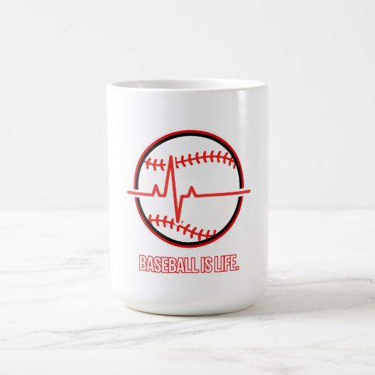 Baseball is Life Heartbeat Pulse Graphic Koffiemok (Center)