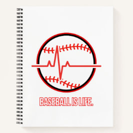 Baseball is Life Heartbeat Pulse Graphic Notitieboek