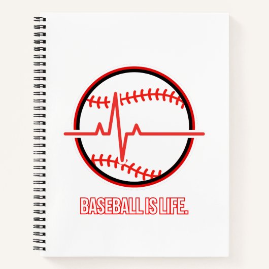 Baseball is Life Heartbeat Pulse Graphic Notitieboek (Voorkant)