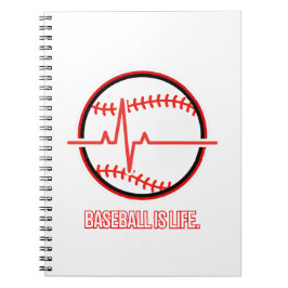 Baseball is Life Heartbeat Pulse Graphic Notitieboek