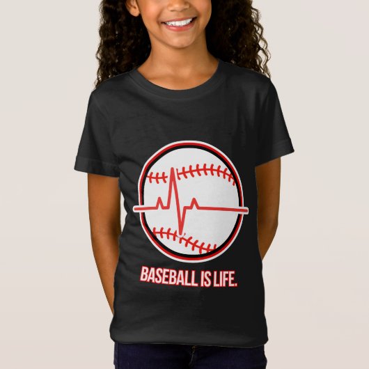 Baseball is Life Heartbeat Pulse Graphic T-shirt (Voorkant)