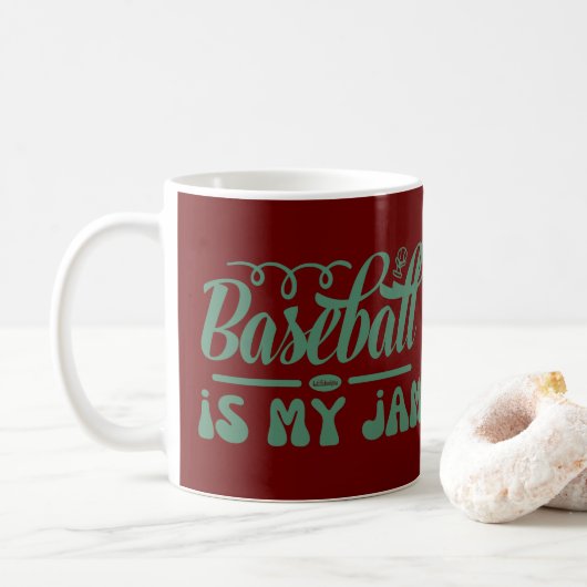 BASEBALL IS MIJN JAM grappige typografische honkba Koffiemok (Met donut)