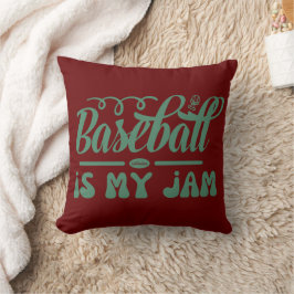 BASEBALL IS MIJN JAM grappige typografische honkba Kussen