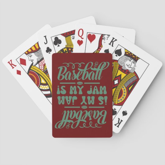BASEBALL IS MIJN JAM grappige typografische honkba Pokerkaarten (Achterkant)