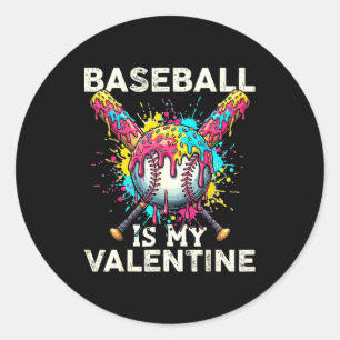 Baseball Is Mijn Valentijnsdag Ijs Drip Gekruiste Ronde Sticker