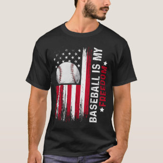 Baseball Is My Freedom American Sports Flag retro T-shirt