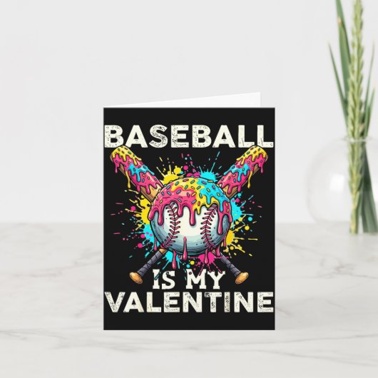 Baseball Is My Valentine Ice Cream Drip Crossed Ba Kaart (Voorkant)