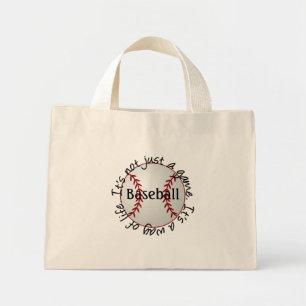 Baseball is niet alleen een spel mini tote bag