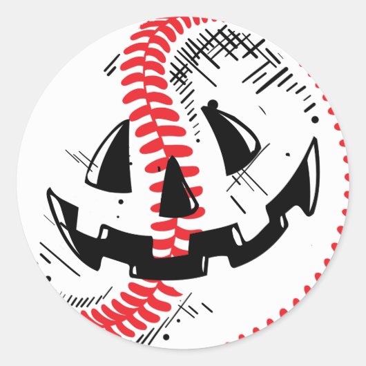 Baseball Jack O Lantern  Halloween Pumpkin Ronde Sticker (Voorkant)