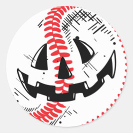 Baseball Jack O Lantern  Halloween Pumpkin Ronde Sticker