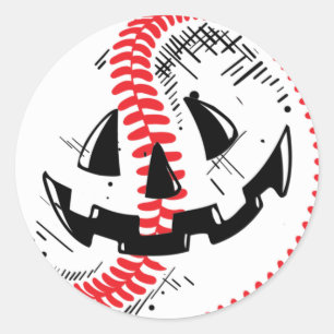 Baseball Jack O Lantern  Halloween Pumpkin Ronde Sticker