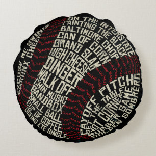 Baseball Jargon Slang Typography Round Pillow Rond Kussen