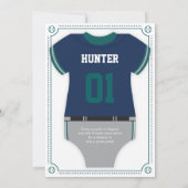 Baseball Jersey Baby shower, Blauw, Groen Kaart (Achterkant)