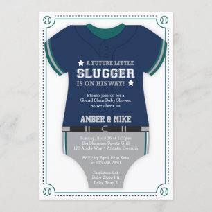Baseball Jersey Baby shower, blauw, groen Kaart