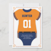 Baseball Jersey Baby shower, Blauw, Sinaasappel Kaart (Achterkant)