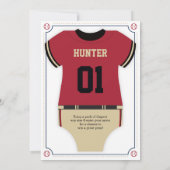 Baseball Jersey Baby shower Uitnodiging, Rood, Zwa Kaart (Achterkant)