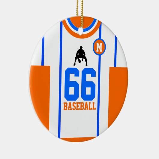 Baseball Jersey Blue Oranje Ornament (Rechts)
