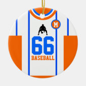 Baseball Jersey Blue Oranje Ornament (Voorkant)