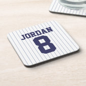 Baseball Jersey met aangepaste naam en nummer Bier Onderzetter (Linkerzijde)