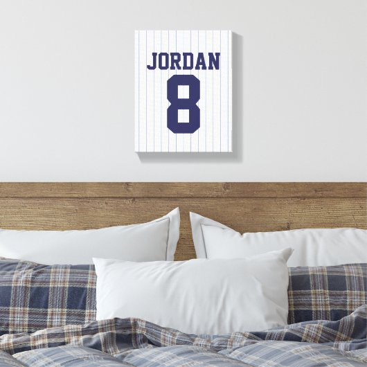 Baseball Jersey met aangepaste naam en nummer Canvas Afdruk (Insitu (Slaapkamer))