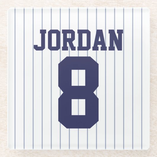 Baseball Jersey met aangepaste naam en nummer Glazen Onderzetter (Voorkant)