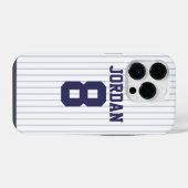Baseball Jersey met aangepaste naam en nummer iPhone Hoesje (Achterkant horizontaal)