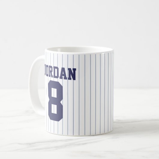 Baseball Jersey met aangepaste naam en nummer Koffiemok (Voorkant links)