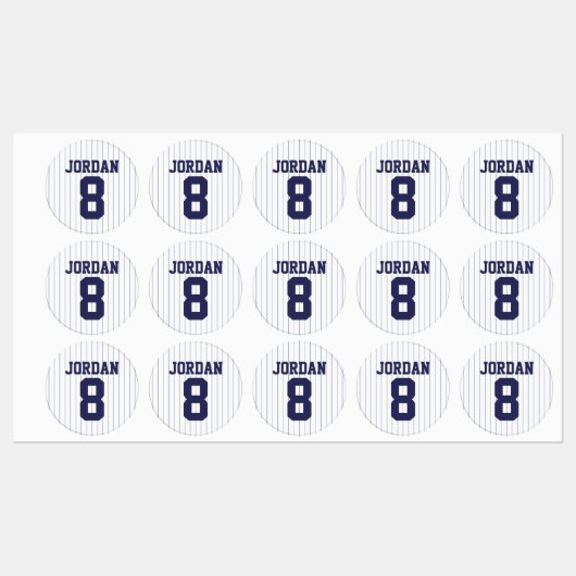 Baseball Jersey met aangepaste naam en nummer Labels (Vel)