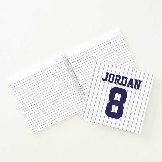 Baseball Jersey met aangepaste naam en nummer Notitieboek (Binnen)