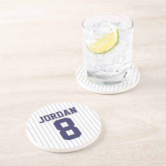 Baseball Jersey met aangepaste naam en nummer Zandsteen Onderzetter (Zijkant)