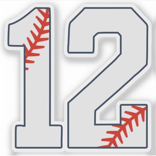 Baseball Jersey Number 12 Sticker (Voorkant)