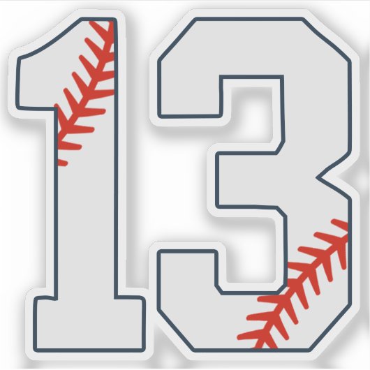 Baseball Jersey Number 13 Sticker (Voorkant)