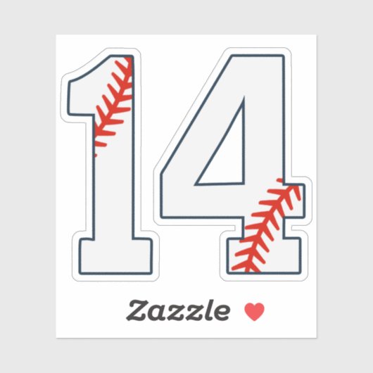 Baseball Jersey Number 14 Sticker (Vel)