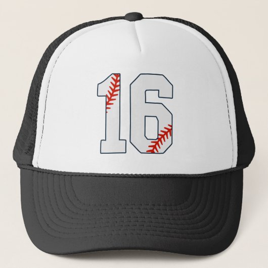 Baseball Jersey Number 16 Trucker Pet (Voorkant)