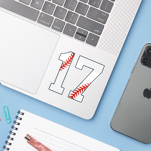 Baseball Jersey Number 17 Sticker (Laptop met iPhone)