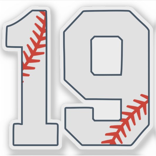 Baseball Jersey Number 19 Sticker (Voorkant)