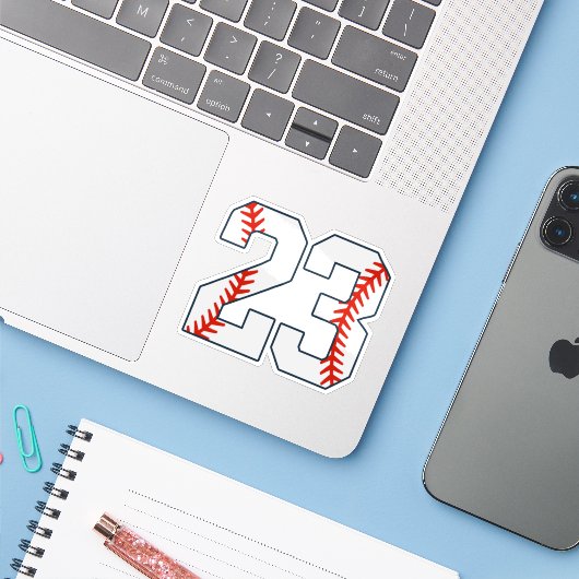 Baseball Jersey Number 23 Sticker (Laptop met iPhone)