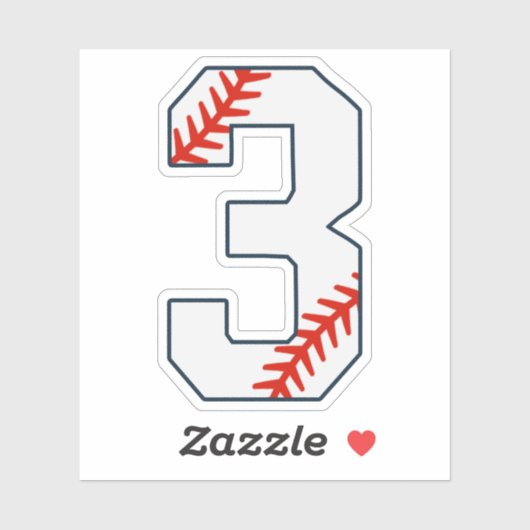Baseball Jersey Number 3 Sticker (Vel)