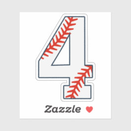 Baseball Jersey Number 4 Sticker