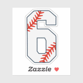 Baseball Jersey Number 6 Sticker