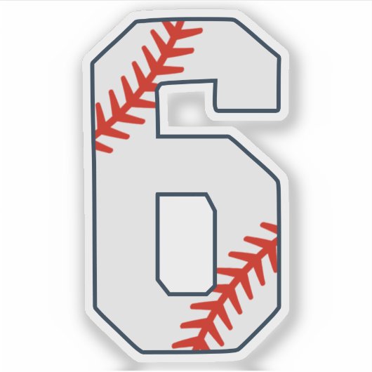 Baseball Jersey Number 6 Sticker (Voorkant)