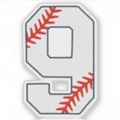 Baseball Jersey Number 9 Sticker (Voorkant)