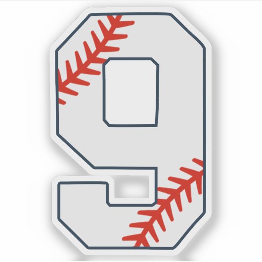 Baseball Jersey Number 9 Sticker (Voorkant)
