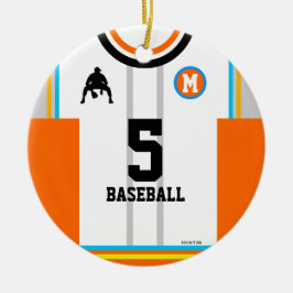 Baseball Jersey Oranje Blue Grey Ornament