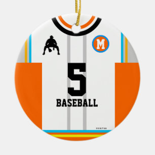Baseball Jersey Oranje Blue Grey Ornament