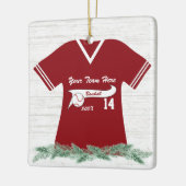 Baseball Jersey Red en White met foto Keramisch Ornament (Links)