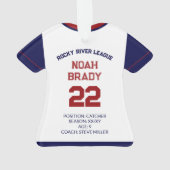 Baseball Jersey Speler Stats Red Navy Keepsake Ornament (achterkant)